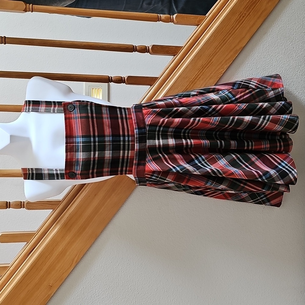 Hell Bunny Orange And Green Plaid Pinafore Dress Sz Medium